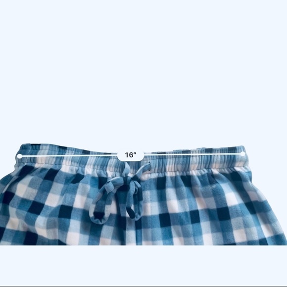 Club Room fleece pajama pants plaid elastic adjustable strap blue white Men L - Picture 4 of 11